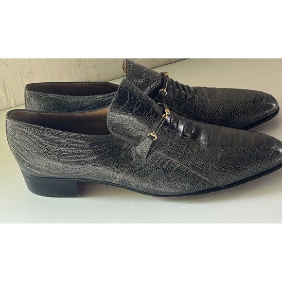 Moreschi Ostrich Leather Loafers Made In Italy Men's Size 13 - Picture 15 of 16
